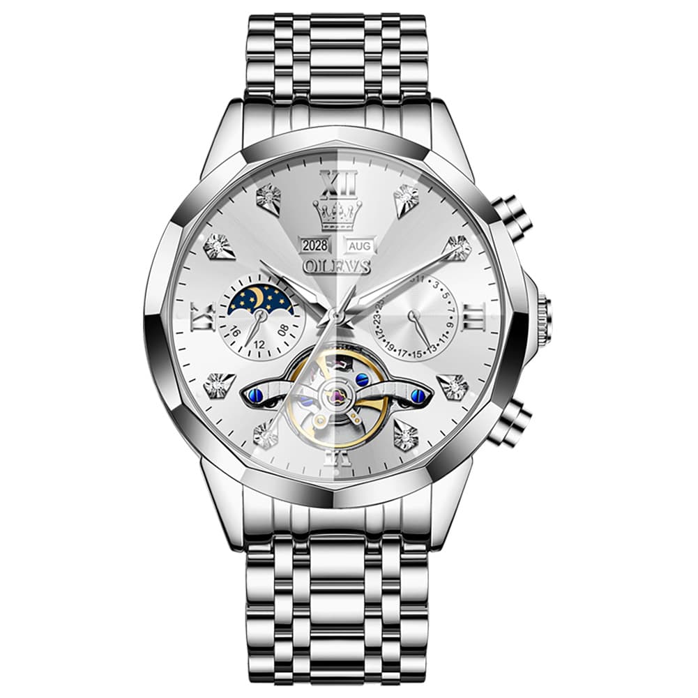 OLEVS 6621 3D Faceted Mirror Mechanical Watch for Men