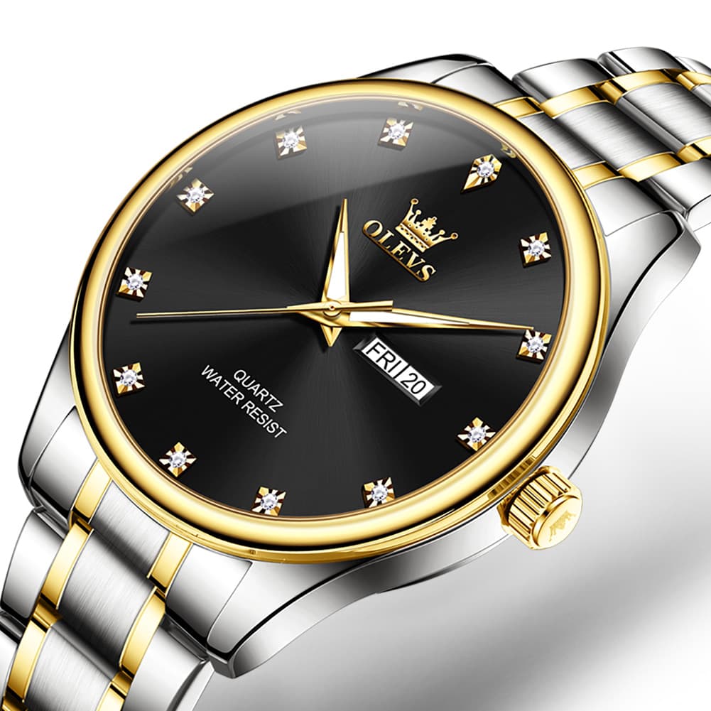 OLEVS 3612 Diamond Dial Quartz Steel Watch for Men