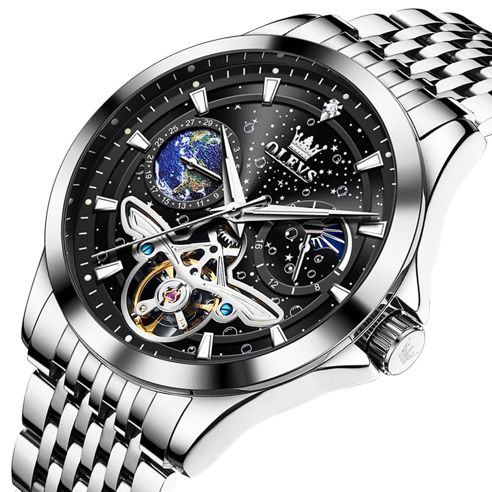 OLEVS 6705 Starry Sky Earth Tourbillon Automatic Mechanical Watch For Men
