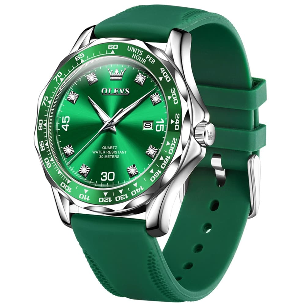 OLEVS 9988 Luxury Green Dial Quartz Dress Watch for Men