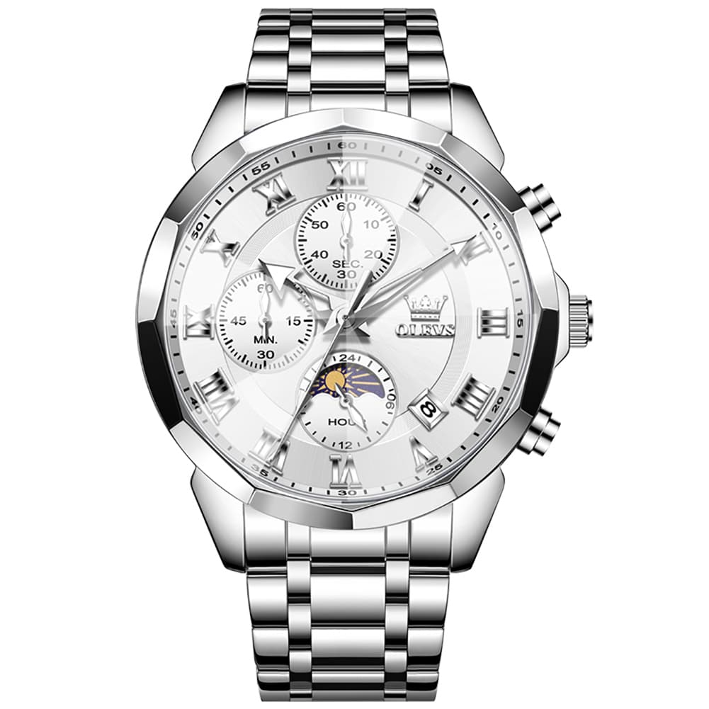 OLEVS 3675 Quartz 3D Rhombic Roman Chronograph Watch For Men