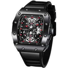 OLEVS 3602 Tonneau Skeleton Quartz Watch for Men