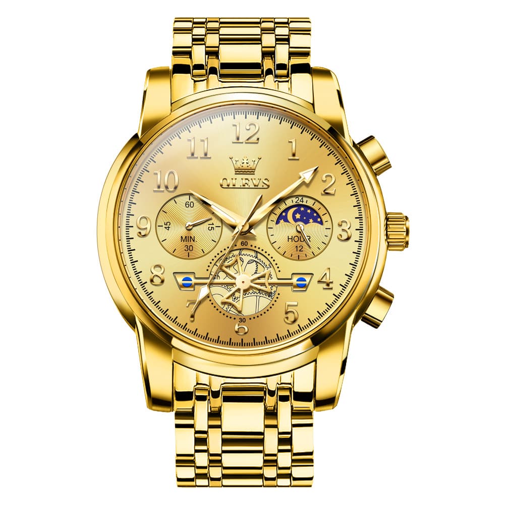 OLEVS 2900 Steel Chronograph Moon Phase Watch for Men