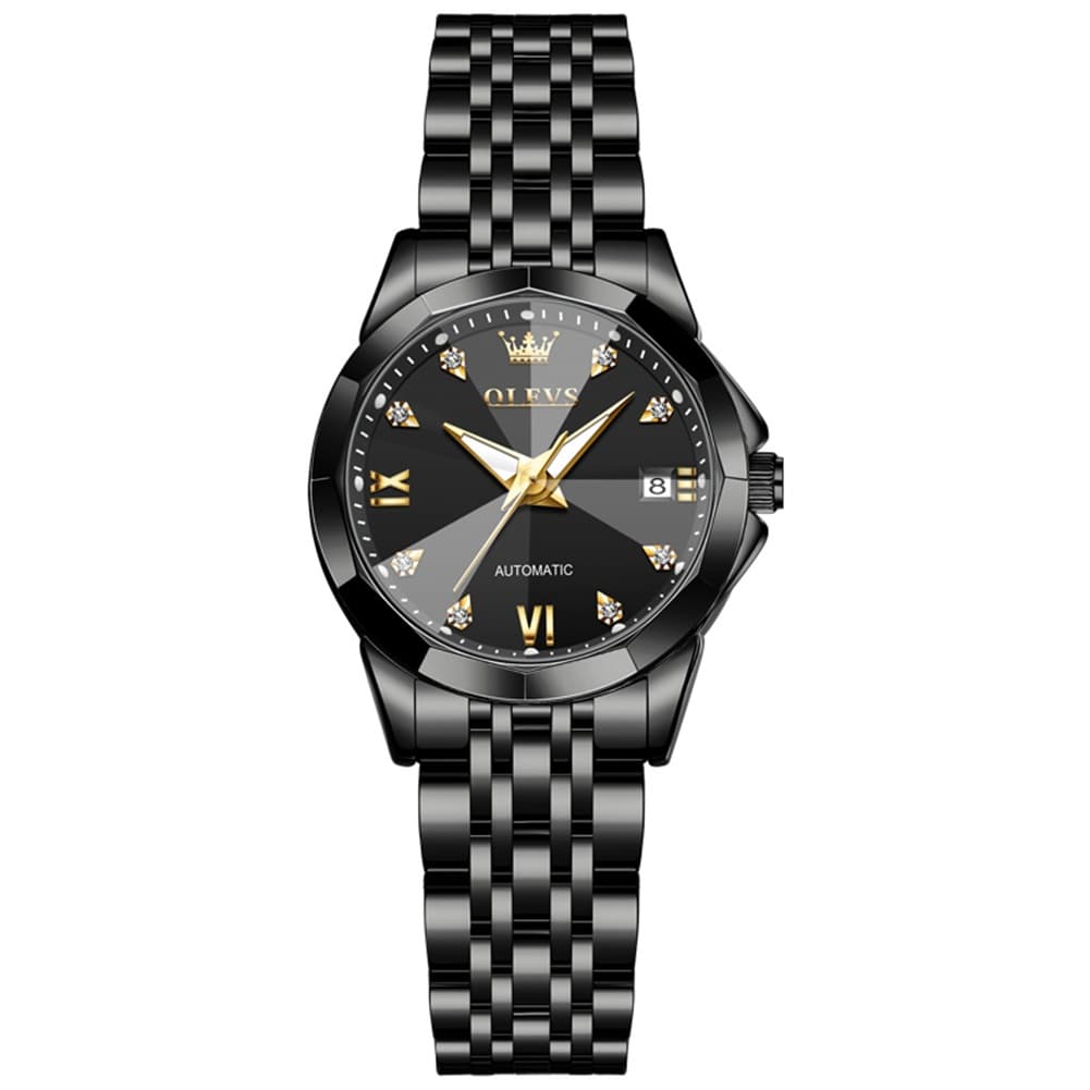 OLEVS 3D Diamond Cut Mirror Automatic Mechanical Watch 9982 for Women