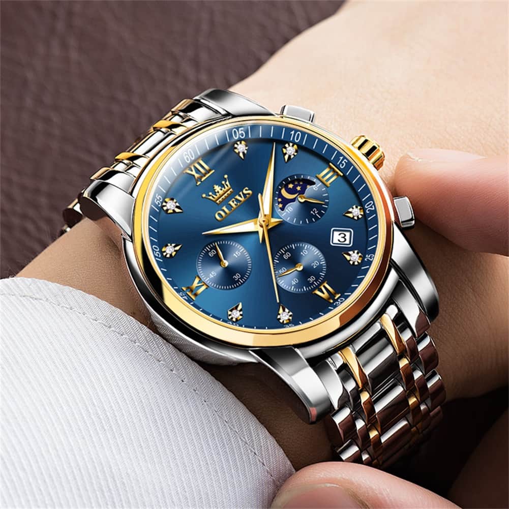 OLEVS 2858 Luxury Moon Phase Chronograph Watch for Men