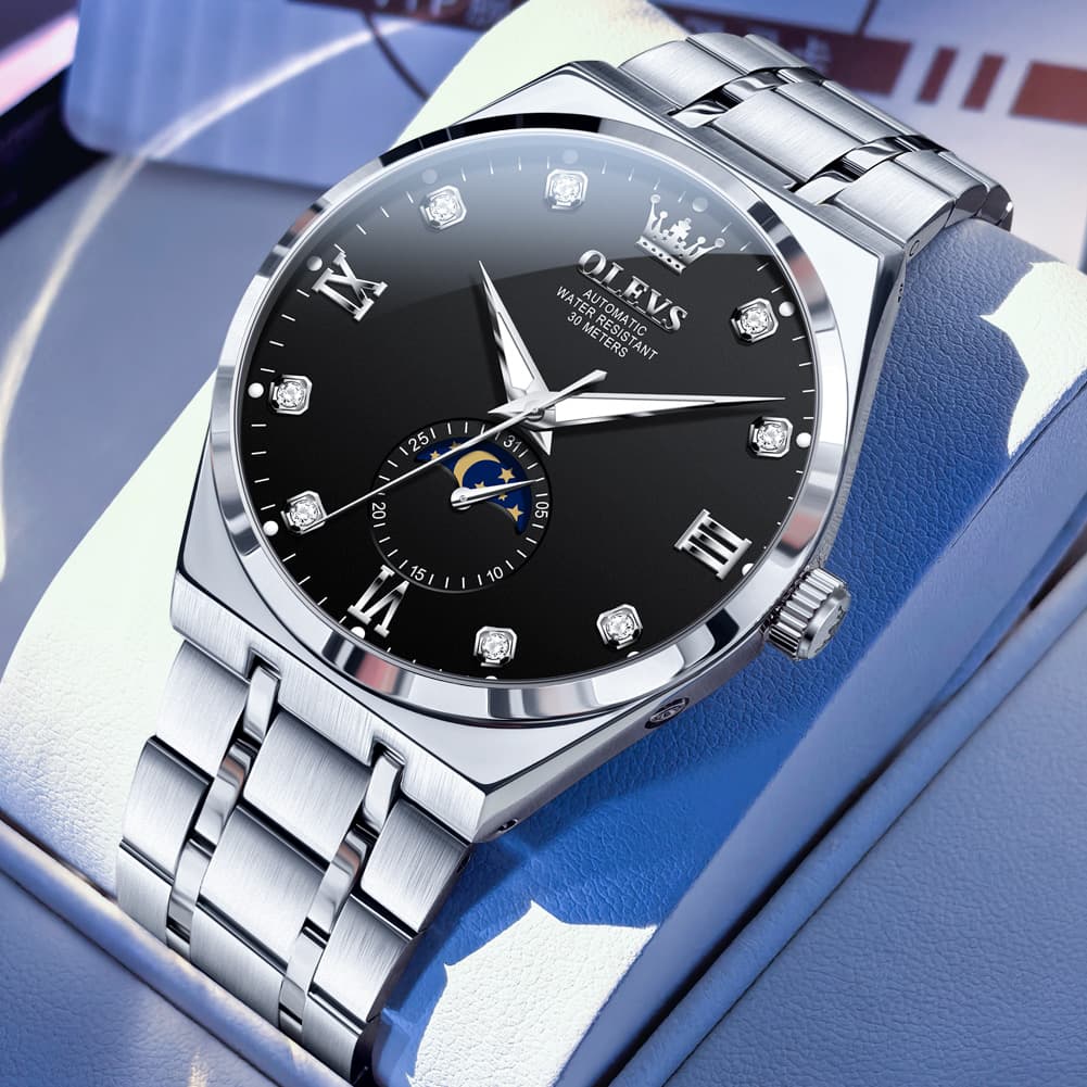 OLEVS 7069 Octagonal Moon Phase Automatic Watch For Men