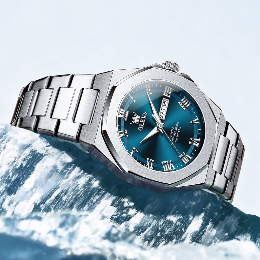 OLEVS 3727 Geometric Luminous Quartz Watch for Men