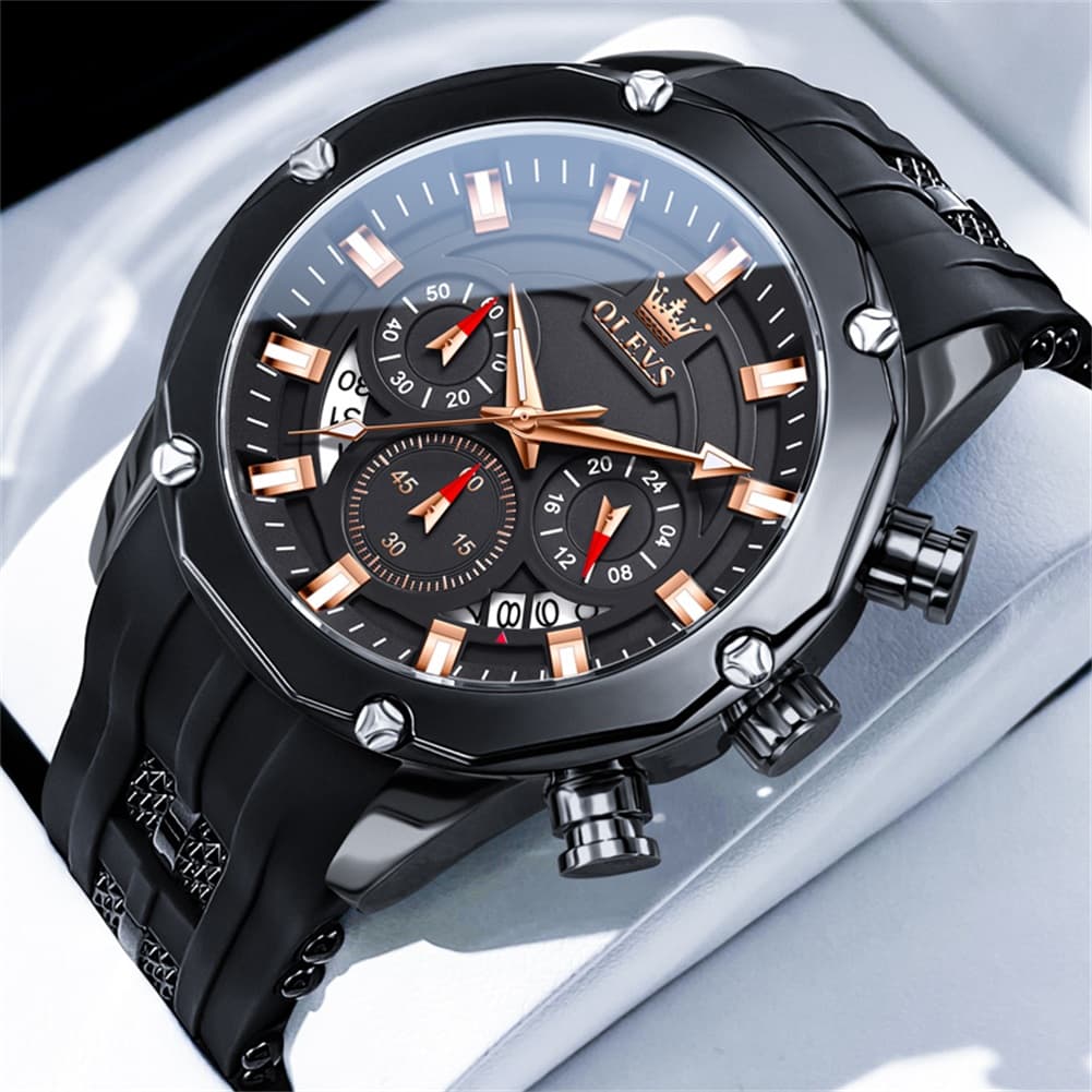 OLEVS 9991 Bold Chronograph Racing Silicone Watch for Men