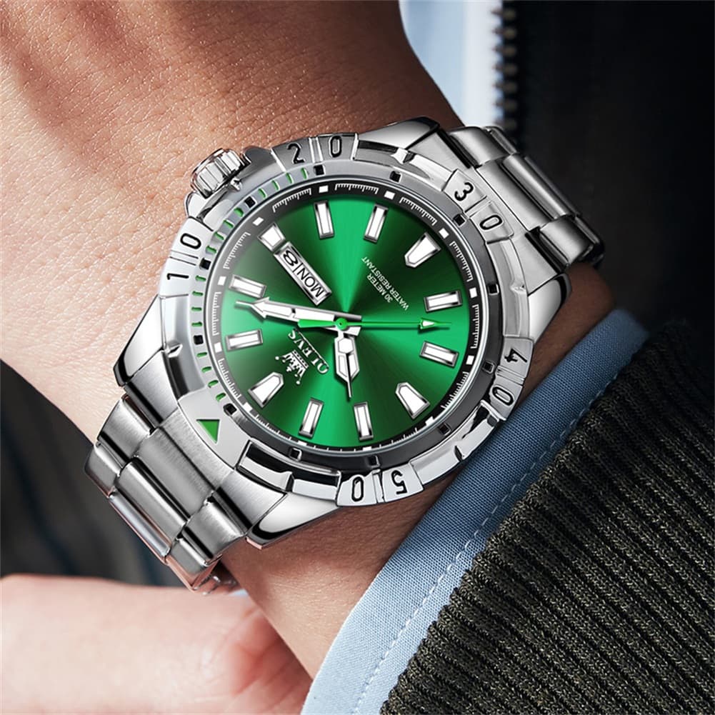 OLEVS Mecha Sport Day Date Watch for Men Stainless Steel 5560