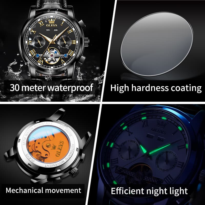 OLEVS 6607 Automatic Mechanical Tourbillon Design Watch for Men