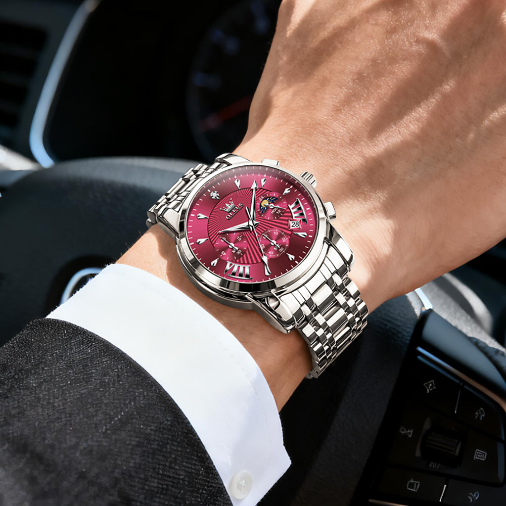 OLEVS 2892 Steel Chronograph Quartz Watch for Men