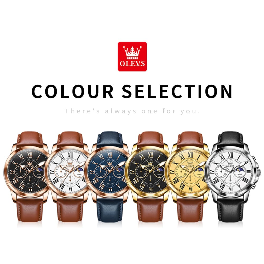 OLEVS 3632 Large Dial Multifunction Quartz Watch for Men