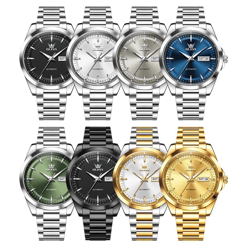 OLEVS 7090 Classic Dual Calendar Automatic Watch For Men