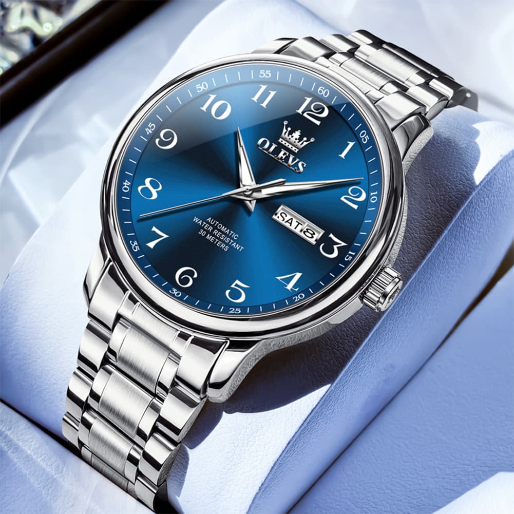 OLEVS 7072 Arabic Numeral Dual Calendar Automatic Watch For Men