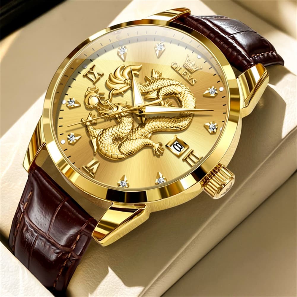 OLEVS 3619 3D Dragon Quartz Watch for Men