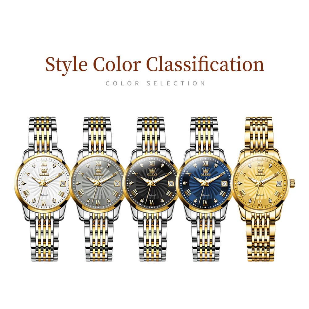 OLEVS 6630 Petite Sunburst Mechanical Watch for Women
