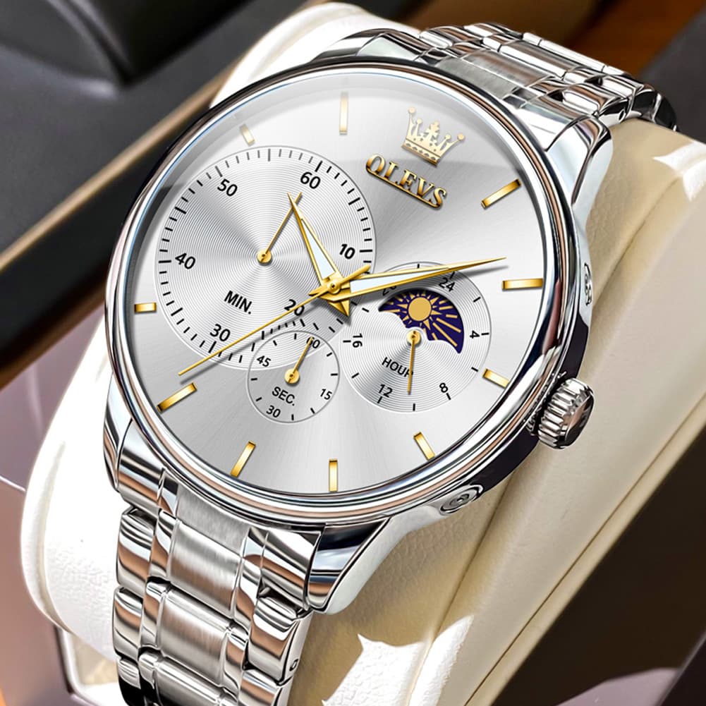 OLEVS 2936 Chronograph Moon Phase Quartz Watch for Men