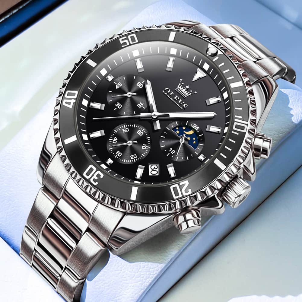 OLEVS 2870 Luxury Moon Phase Dive Chronograph Watch for Men