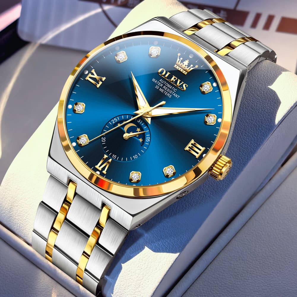OLEVS 7069 Octagonal Moon Phase Automatic Watch For Men