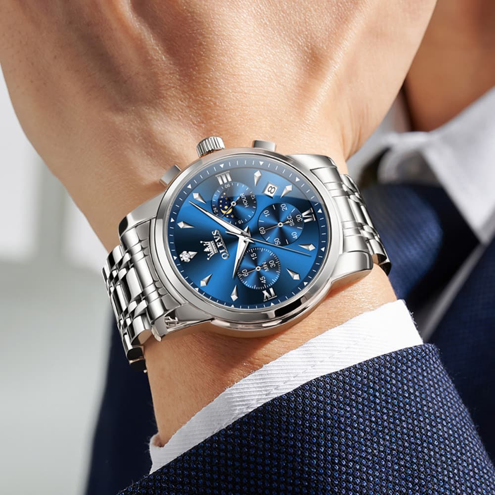 OLEVS 3639 Chronograph Moon Phase Quartz Watch for Men