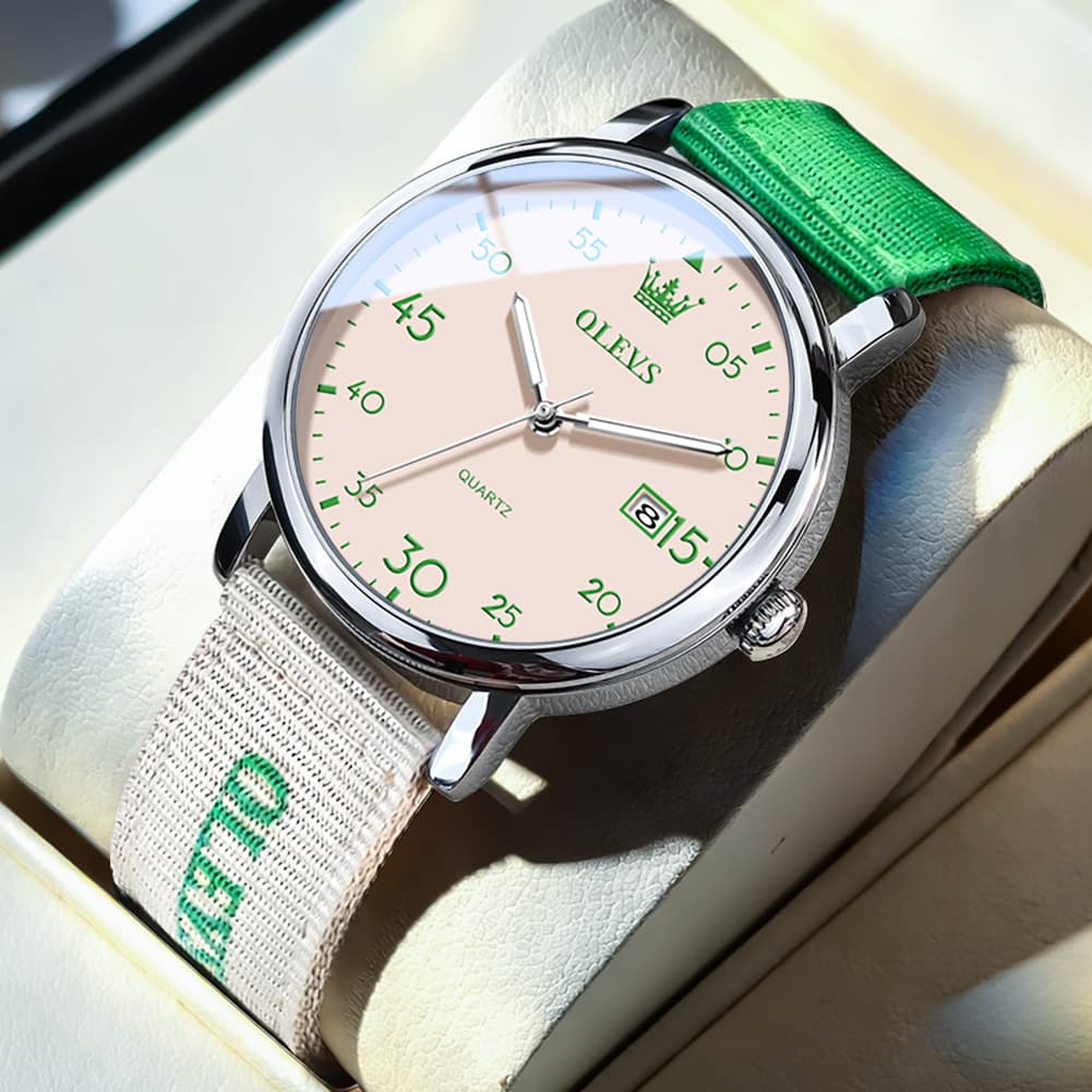 OLEVS 2997 Nylon Strap American Vintage Quartz Watch for Men and Women