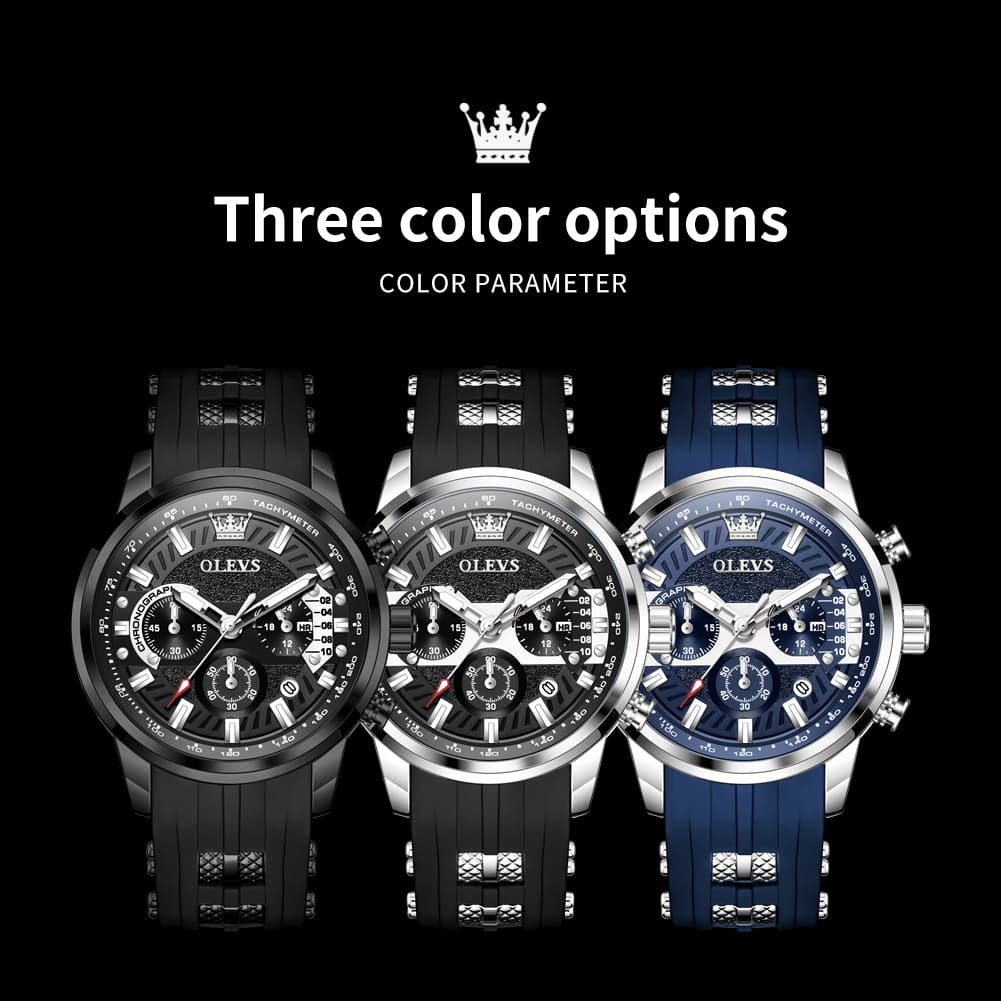 OLEVS 3690 Chronograph Silicone Mens Watch Multifunctional