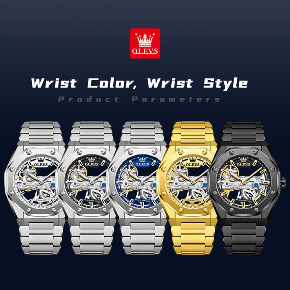 OLEVS 6742 Octagonal Skeleton Mechanical Watch for Men