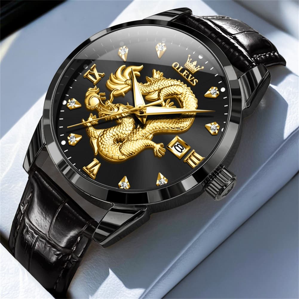 OLEVS 3619 3D Dragon Quartz Watch for Men