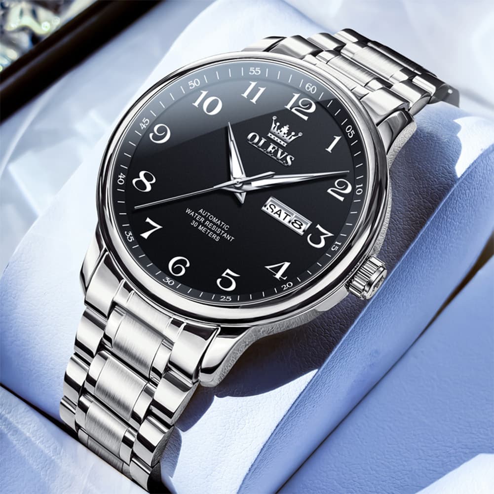 OLEVS 7072 Arabic Numeral Dual Calendar Automatic Watch For Men