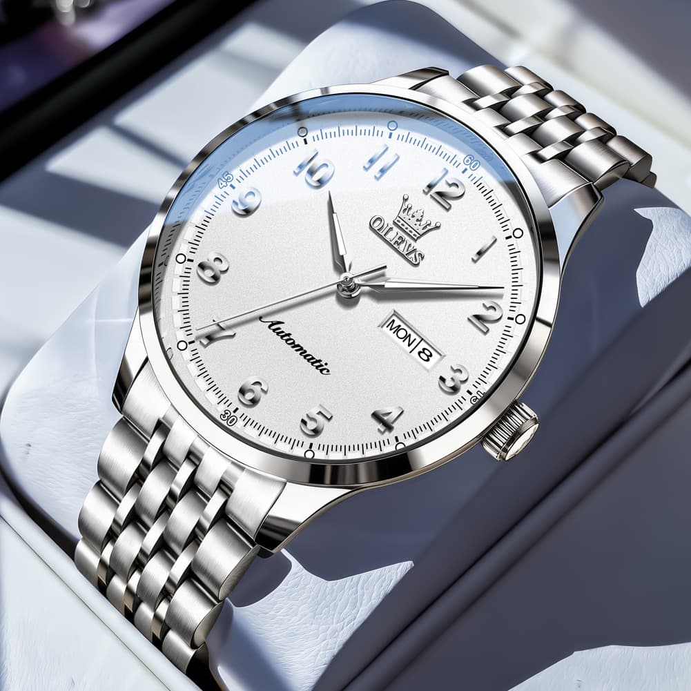 OLEVS 7100 Arabic Numeral Dual Calendar Automatic Watch For Men