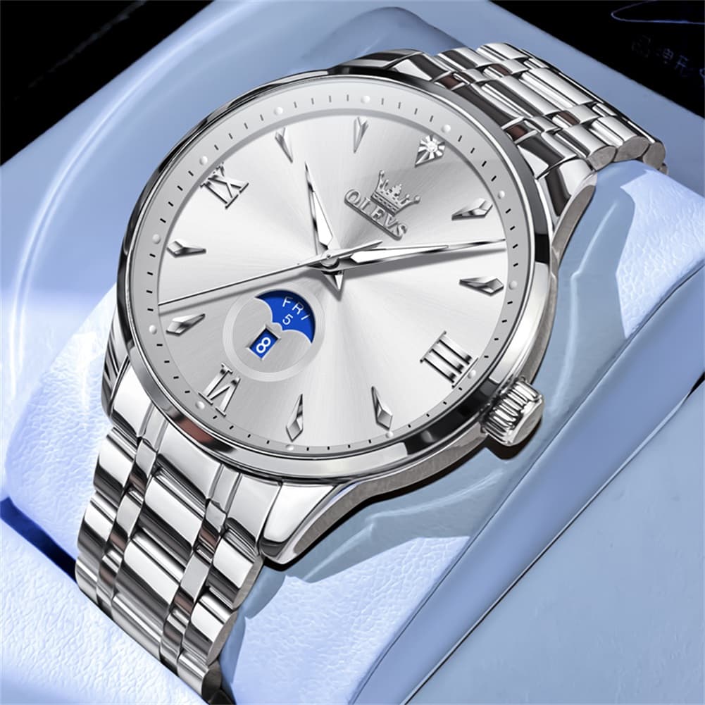 OLEVS 3646 Diamond Mirror Calendar Quartz Watch for Men