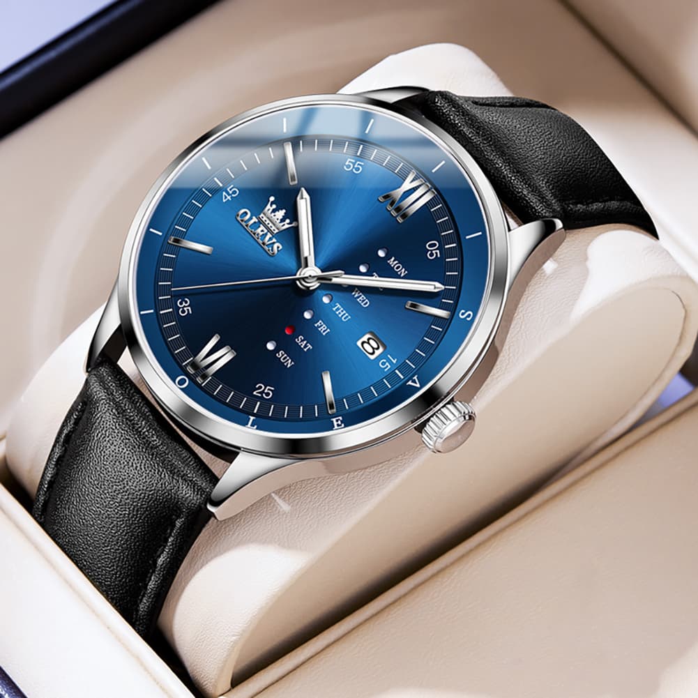 OLEVS 2931 Minimalist Leather Quartz Watch for Men