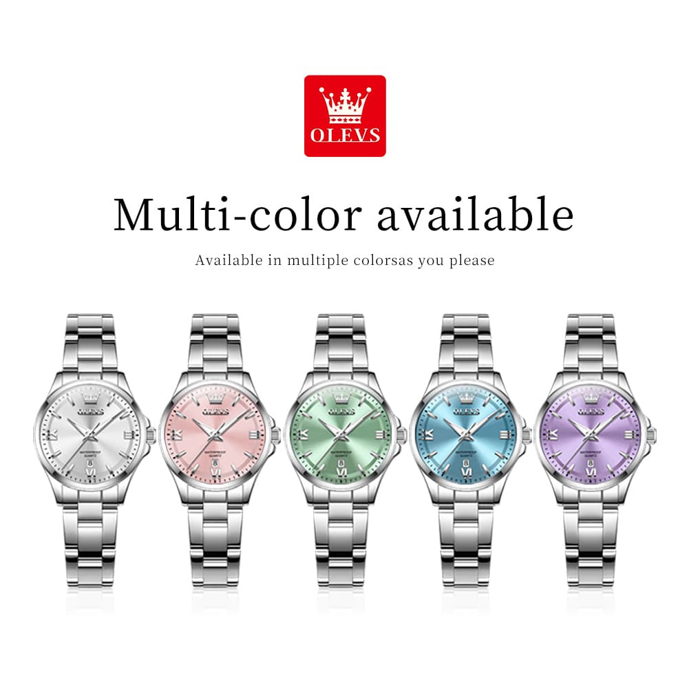 OLEVS 3668 Quartz Pastel Stainless Steel Watch For Women