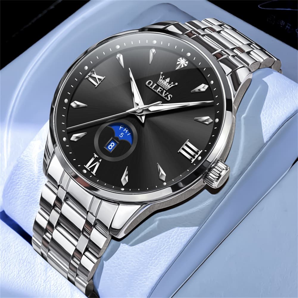 OLEVS 3646 Diamond Mirror Calendar Quartz Watch for Men