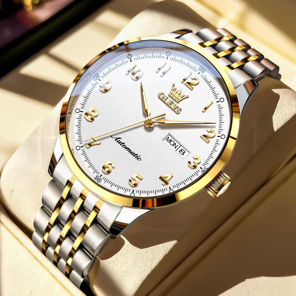 OLEVS 7100 Arabic Numeral Dual Calendar Automatic Watch For Men