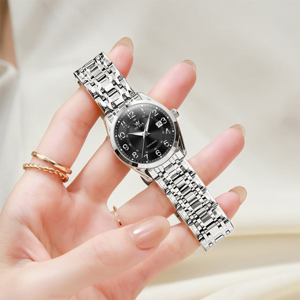OLEVS 3666 Quartz Luminous Stainless Steel Watch For Women