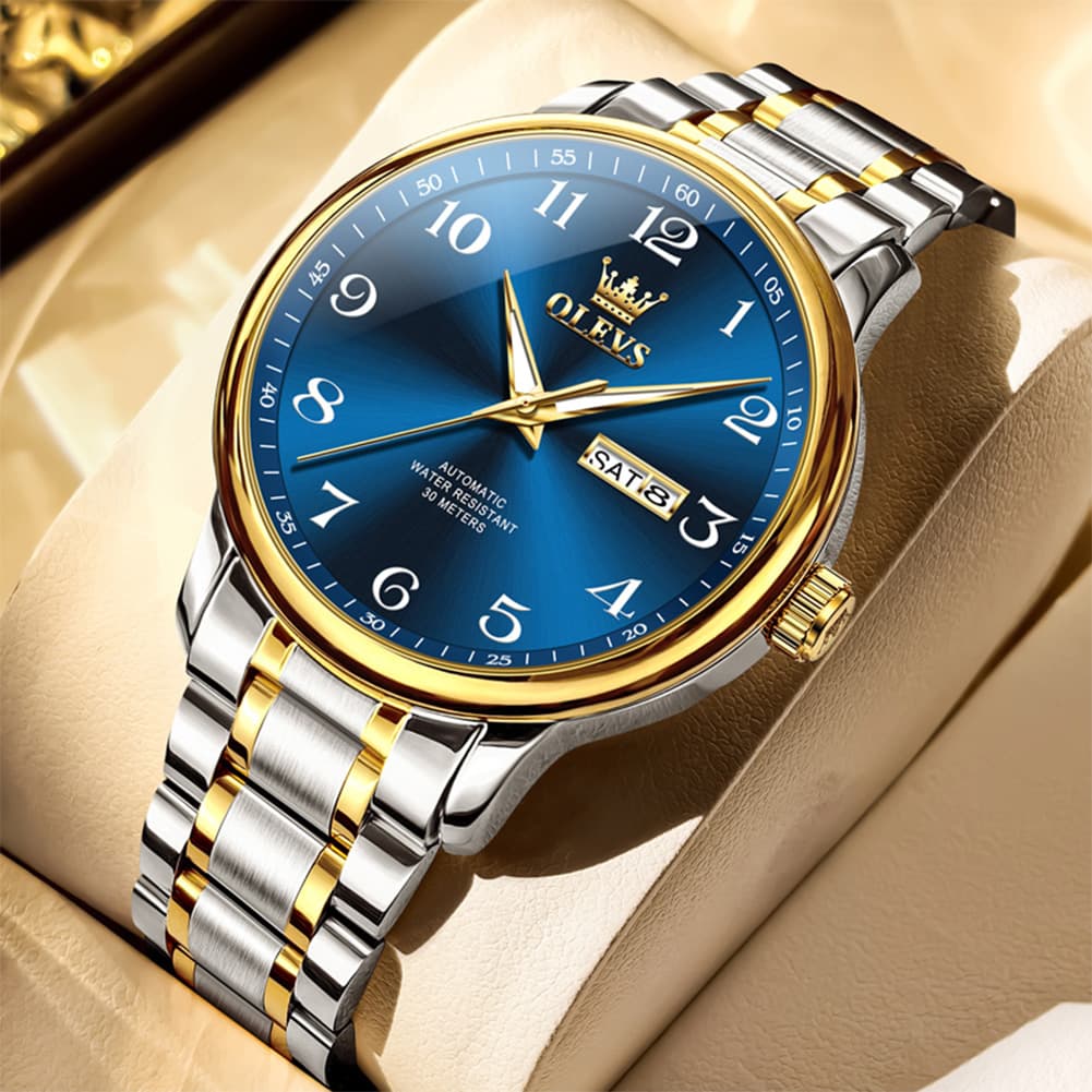 OLEVS 7072 Arabic Numeral Dual Calendar Automatic Watch For Men