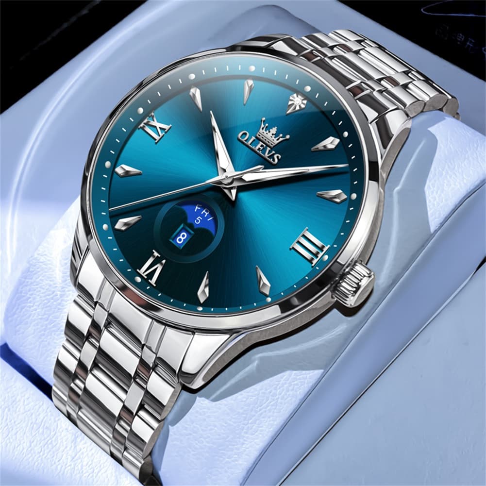 OLEVS 3646 Diamond Mirror Calendar Quartz Watch for Men
