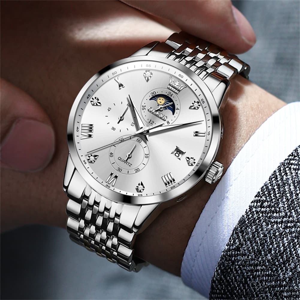 OLEVS 2925 Luminous Moon Phase Quartz Watch for Men