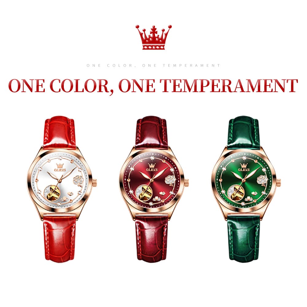 OLEVS 6601 Romantic Open Heart Mechanical Ladies Watch
