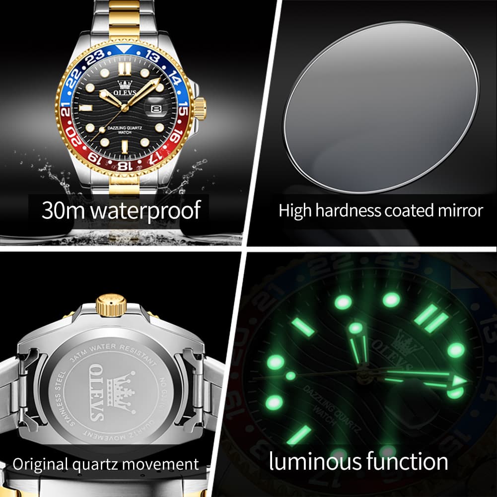 OLEVS 3610 Dive Style Steel Quartz Watch for Men