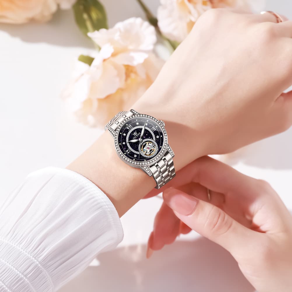 OLEVS 7036 Open Heart Automatic Watch For Women