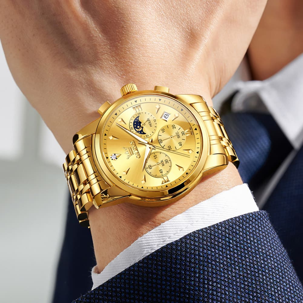 OLEVS 3639 Chronograph Moon Phase Quartz Watch for Men