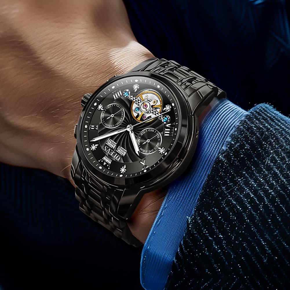 OLEVS 7088 Open Heart Roman Numeral Automatic Watch For Men
