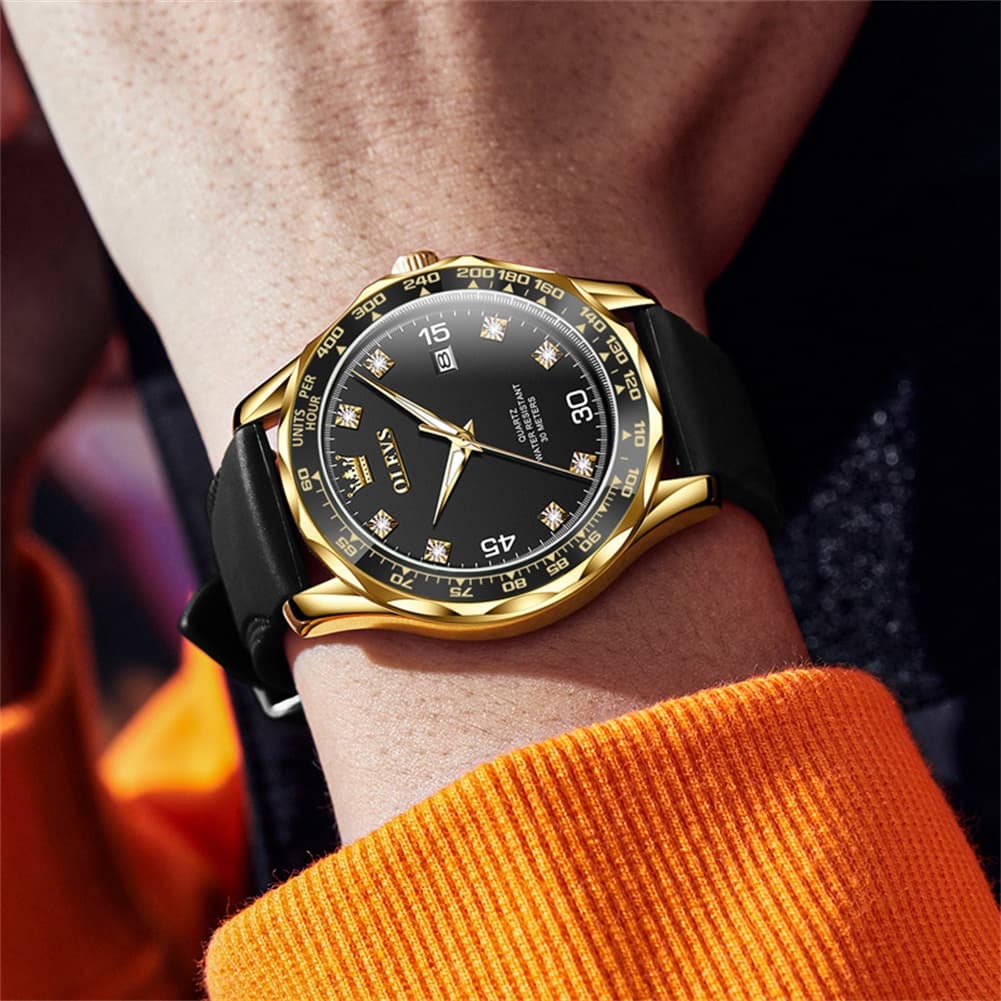 OLEVS 9988 Luxury Green Dial Quartz Dress Watch for Men