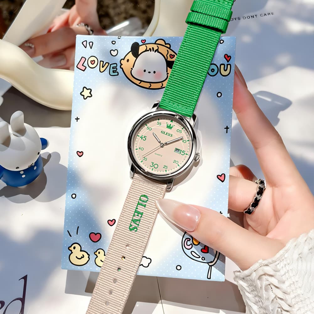 OLEVS 2997 Nylon Strap American Vintage Quartz Watch for Men and Women