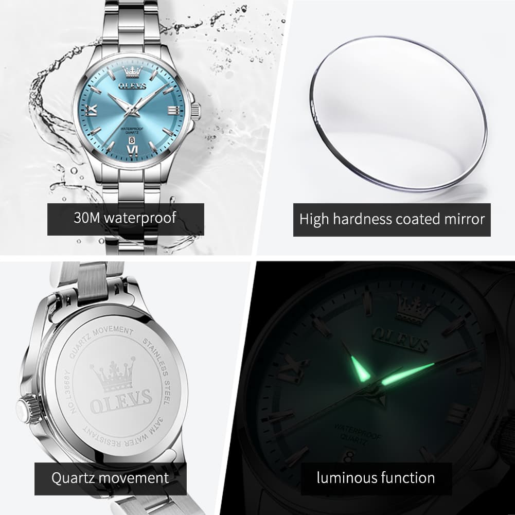 OLEVS 3668 Quartz Pastel Stainless Steel Watch For Women