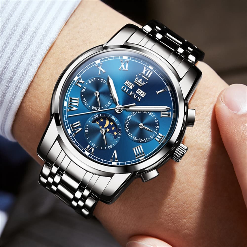 OLEVS 6692 Automatic Moon Phase Multifunction Steel Watch for Men