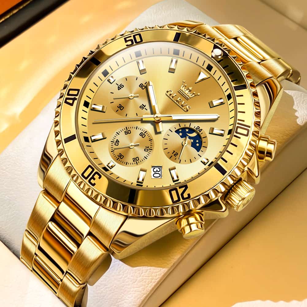 OLEVS 2870 Luxury Moon Phase Dive Chronograph Watch for Men