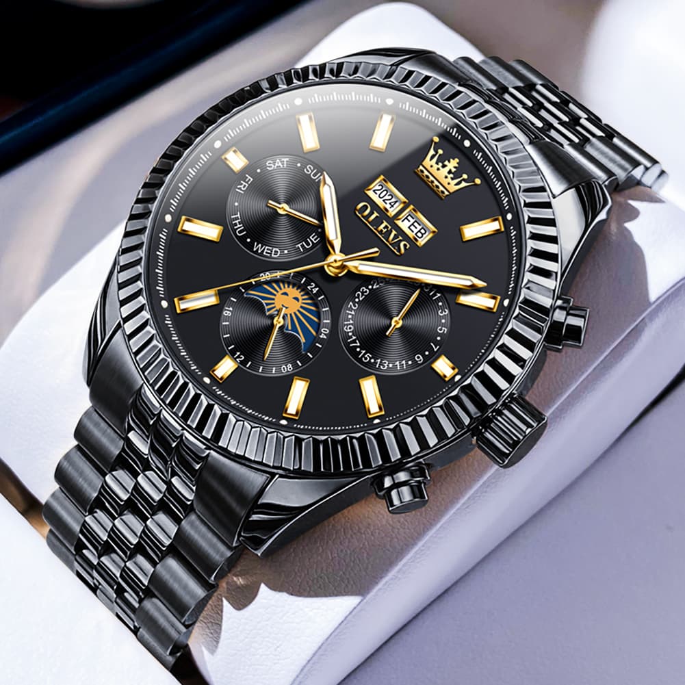OLEVS 6688 Automatic Moon Phase Stainless Steel Watch for Men